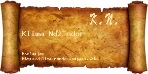 Klima Nándor névjegykártya